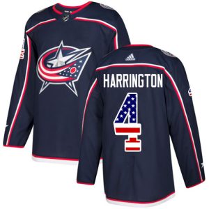 Kinder Columbus Blue Jackets Eishockey Trikot Scott Harrington #4 Authentic Navy Blau USA Flag Fashion